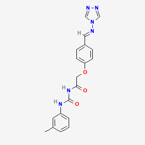 molecular formula C19H18N6O3 B13784836 Urea, 1-(m-tolyl)-3-((p-((4H-1,2,4-triazol-4-ylimino)methyl)phenoxy)acetyl)- CAS No. 67878-21-1