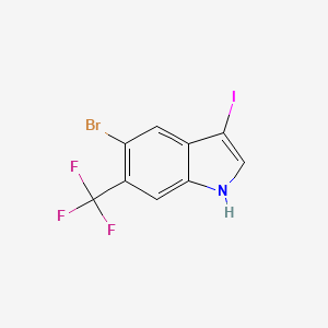 molecular formula C9H4BrF3IN B1378502 5-bromo-3-iodo-6-(trifluoromethyl)-1H-indole CAS No. 1420537-61-6