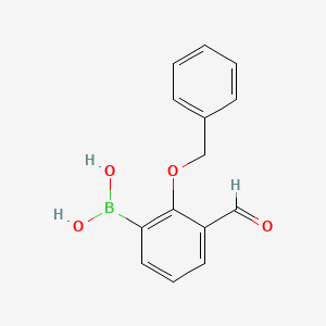 molecular formula C14H13BO4 B1378509 [2-(Benzyloxy)-3-formylphenyl]boronic acid CAS No. 1632370-88-7