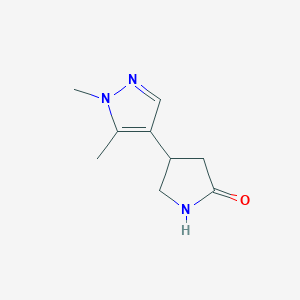 molecular formula C9H13N3O B1378548 4-(1,5-dimethyl-1H-pyrazol-4-yl)pyrrolidin-2-one CAS No. 1461714-99-7