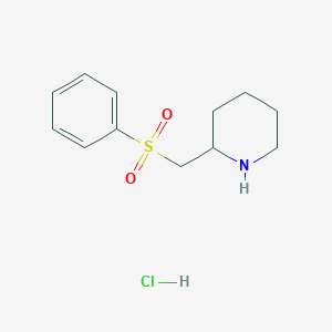 molecular formula C12H18ClNO2S B1378561 2-[(Benzenesulfonyl)methyl]piperidine hydrochloride CAS No. 1864016-72-7