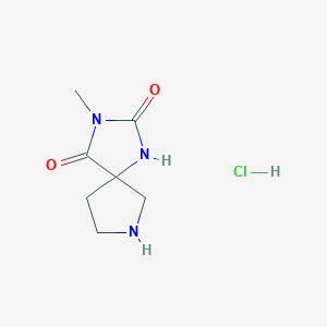 molecular formula C7H12ClN3O2 B1378566 3-甲基-1,3,7-三氮杂螺[4.4]壬烷-2,4-二酮盐酸盐 CAS No. 28937-15-7