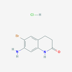 molecular formula C9H10BrClN2O B1378568 7-氨基-6-溴-1,2,3,4-四氢喹啉-2-酮盐酸盐 CAS No. 1803609-51-9
