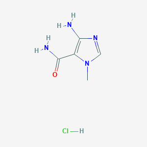 molecular formula C5H9ClN4O B1378572 4-amino-1-methyl-1H-imidazole-5-carboxamide hydrochloride CAS No. 110475-17-7