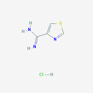 molecular formula C4H6ClN3S B1378573 1,3-噻唑-4-甲酰亚胺氨基盐酸盐 CAS No. 23964-52-5