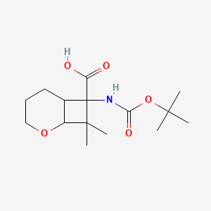 molecular formula C15H25NO5 B1378583 7-{[(Tert-butoxy)carbonyl]amino}-8,8-dimethyl-2-oxabicyclo[4.2.0]octane-7-carboxylic acid CAS No. 1797019-22-7
