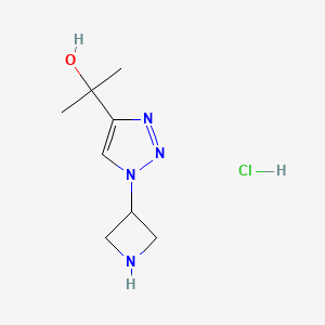 molecular formula C8H15ClN4O B1378591 2-[1-(azetidin-3-yl)-1H-1,2,3-triazol-4-yl]propan-2-ol hydrochloride CAS No. 1461709-27-2