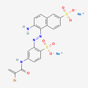 Disodium 6-amino-5-((5-((2-bromo-1-oxoallyl)amino)-2-sulphonatophenyl)azo)naphthalene-2-sulphonate