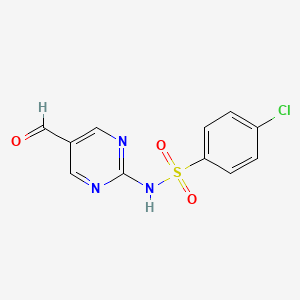 molecular formula C11H8ClN3O3S B13786267 4-chloro-N-(5-formylpyrimidin-2-yl)benzenesulfonamide 