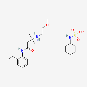 molecular formula C22H39N3O5S B13786303 Butyranilide, 2'-ethyl-3-(2-methoxyethyl)amino-3-methyl-, cyclohexane sulfamate CAS No. 67262-71-9