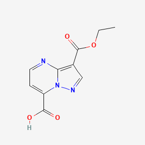 molecular formula C10H9N3O4 B1378635 3-(Ethoxycarbonyl)pyrazolo[1,5-a]pyrimidine-7-carboxylic acid CAS No. 1423182-25-5
