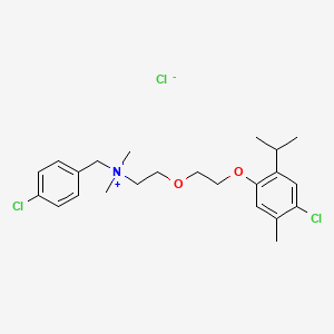 molecular formula C23H32Cl3NO2 B13786379 Ammonium, (p-chlorobenzyl)(2-(2-(4-chloro-2-isopropyl-5-methylphenoxy)ethoxy)ethyl)dimethyl-, chloride CAS No. 66902-79-2