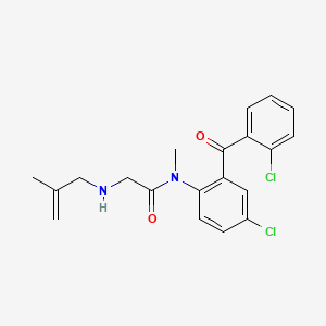 molecular formula C20H20Cl2N2O2 B13786388 Acetamide, N-(4-chloro-2-(2-chlorobenzoyl)phenyl)-N-methyl-2-((2-methyl-2-propenyl)amino)- CAS No. 75616-01-2