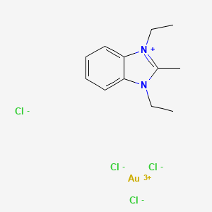 molecular formula C12H17AuCl4N2 B13786411 1,3-Diethyl-2-methyl-1H-benzimidazole (SP-4-1)-tetrachloroaurate CAS No. 68123-39-7