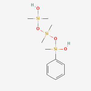 molecular formula C11H22O4Si3 B13786462 1,1,3,3,5-Pentamethyl-5-phenyltrisiloxane-1,5-diol CAS No. 98072-01-6