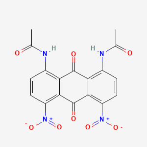 molecular formula C18H12N4O8 B13786470 Acetamide, N,N'-(9,10-dihydro-4,5-dinitro-9,10-dioxo-1,8-anthracenediyl)bis- CAS No. 68213-93-4