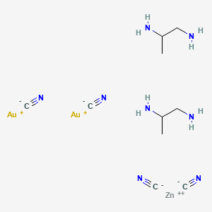 molecular formula C10H20Au2N8Zn B13786493 Zinc diisopropylenediamine gold cyanide CAS No. 67906-13-2