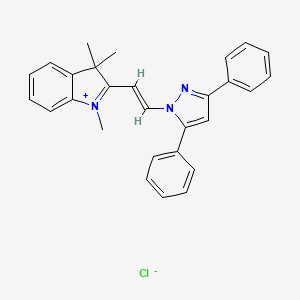 molecular formula C28H26ClN3 B13786510 2-[2-(3,5-Diphenyl-1H-pyrazol-1-YL)vinyl]-1,3,3-trimethyl-3H-indolium chloride CAS No. 64683-43-8