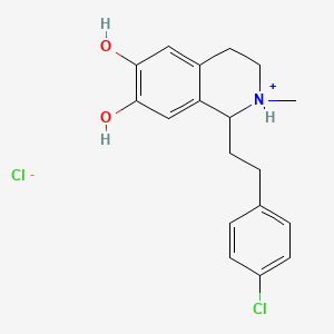 molecular formula C18H21Cl2NO2 B13786534 6,7-Isoquinolinediol, 1,2,3,4-tetrahydro-1-(4-chlorophenethyl)-2-methyl-, hydrochloride CAS No. 63905-70-4