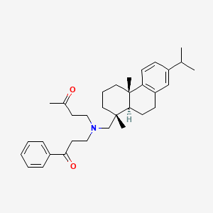 molecular formula C33H45NO2 B13786545 (1R-(1alpha,4abeta,10aalpha))-4-(((7-Isopropyl-1,2,3,4,4a,9,10,10a-octahydro-1,4a-dimethylphenanthren-1-yl)methyl)(3-oxo-3-phenylpropyl)amino)butan-2-one CAS No. 70776-86-2