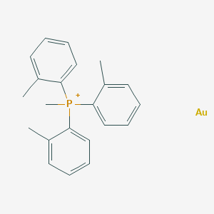 molecular formula C22H24AuP+ B13786611 gold;methyl-tris(2-methylphenyl)phosphanium CAS No. 110981-37-8