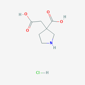 molecular formula C7H12ClNO4 B1378669 3-(Carboxymethyl)pyrrolidine-3-carboxylic acid hydrochloride CAS No. 1423031-09-7