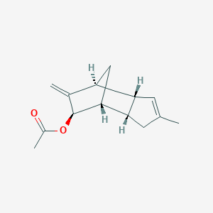 molecular formula C14H18O2 B13786701 4,7-Methano-1H-inden-6-ol, 3a,4,5,6,7,7a-hexahydro-2-methyl-5-methylene-, acetate, (3aR,4R,6S,7S,7aR)-rel- CAS No. 81836-17-1