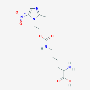 molecular formula C13H21N5O6 B13786820 2-Amino-6-[2-(2-methyl-5-nitroimidazol-1-yl)ethoxycarbonylamino]hexanoic acid CAS No. 99616-64-5