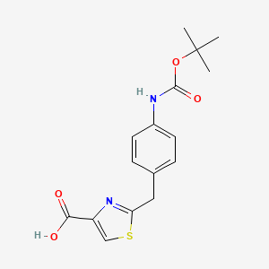 molecular formula C16H18N2O4S B1378695 2-[(4-{[(Tert-butoxy)carbonyl]amino}phenyl)methyl]-1,3-thiazole-4-carboxylic acid CAS No. 1461708-34-8