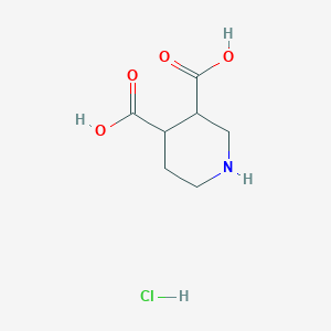 molecular formula C7H12ClNO4 B1378697 Piperidine-3,4-dicarboxylic acid hydrochloride CAS No. 1461706-33-1