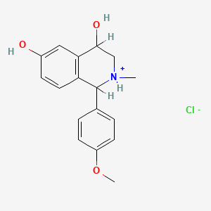 molecular formula C17H20ClNO3 B13787000 1-(4-methoxyphenyl)-2-methyl-1,2,3,4-tetrahydroisoquinolin-2-ium-4,6-diol;chloride CAS No. 93203-06-6