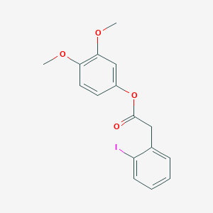 molecular formula C16H15IO4 B13787038 3,4-Dimethoxyphenyl 2-(2-iodophenyl)acetate 