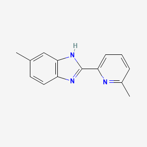 molecular formula C14H13N3 B13787113 Benzimidazole, 5-methyl-2-(6-methyl-2-pyridyl)- CAS No. 67273-47-6