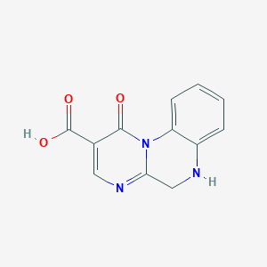 molecular formula C12H9N3O3 B13787135 1-Oxo-5,6-dihydro-1H-pyrimido[1,2-a]quinoxaline-2-carboxylic acid CAS No. 88019-12-9