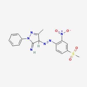 molecular formula C17H16N6O4S B13787150 3H-Pyrazol-3-imine, 2,4-dihydro-5-methyl-4-((4-(methylsulfonyl)-2-nitrophenyl)azo)-2-phenyl- CAS No. 70528-91-5