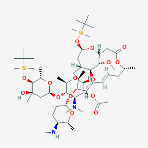 [(2S,3R,4S,5S,6R)-5-[(2S,4R,5S,6S)-5-[tert-butyl(dimethyl)silyl]oxy-4-hydroxy-4,6-dimethyloxan-2-yl]oxy-2-[[(1R,5R,7E,9E,11R,12R,14R,16R,18S,19S)-16-[tert-butyl(dimethyl)silyl]oxy-18-methoxy-5,12-dimethyl-11-[(2R,5S,6R)-6-methyl-5-(methylamino)oxan-2-yl]oxy-3-oxo-4,17-dioxabicyclo[12.3.2]nonadeca-7,9-dien-19-yl]oxy]-4-(dimethylamino)-6-methyloxan-3-yl] acetate