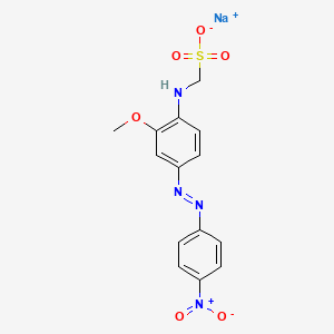 molecular formula C14H13N4NaO6S B13787179 Methanesulfonic acid, [[2-methoxy-4-[(4-nitrophenyl)azo]phenyl]amino]-, monosodium salt CAS No. 67923-59-5