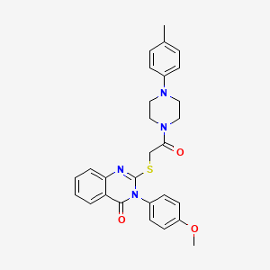 molecular formula C28H28N4O3S B13787237 4(3H)-Quinazolinone, 3-(p-methoxyphenyl)-2-((((4-(p-tolyl)-1-piperazinyl)carbonyl)methyl)thio)- CAS No. 81262-83-1