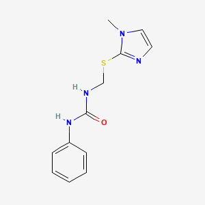 molecular formula C12H14N4OS B13787250 Urea, N-[[(1-methyl-1H-imidazol-2-yl)thio]methyl]-N'-phenyl- CAS No. 68901-16-6