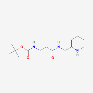 molecular formula C14H27N3O3 B1378727 tert-butyl N-{2-[(piperidin-2-ylmethyl)carbamoyl]ethyl}carbamate CAS No. 1797118-30-9