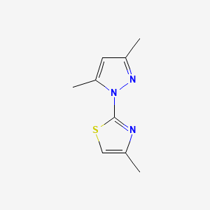 molecular formula C9H11N3S B13787324 Thiazole, 2-(3,5-dimethyl-1-pyrazolyl)-4-methyl- CAS No. 75007-32-8