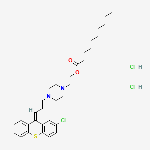 molecular formula C32H45Cl3N2O2S B13787360 (Z)-2-(4-(3-(2-Chloro-9H-thioxanthen-9-ylidene)propyl)piperazin-1-yl)ethyl decanoate dihydrochloride 