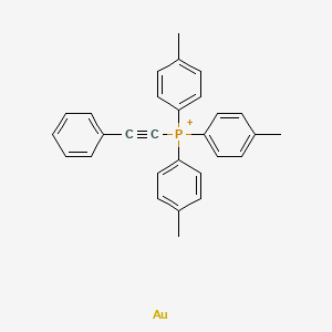 molecular formula C29H26AuP+ B13787446 gold;tris(4-methylphenyl)-(2-phenylethynyl)phosphanium CAS No. 91071-16-8