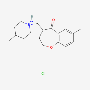 molecular formula C18H26ClNO2 B13787485 1-Benzoxepin-5(2H)-one, 3,4-dihydro-7-methyl-4-((4-methylpiperidino)methyl)-, hydrochloride CAS No. 96401-71-7