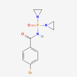 molecular formula C11H13BrN3O2P B13787572 Benzamide, N-(bis(1-aziridinyl)phosphinyl)-p-bromo- CAS No. 27807-50-7