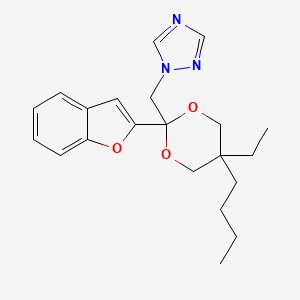 molecular formula C21H27N3O3 B13787710 trans-1-((2-(2-Benzofuranyl)-5-butyl-5-ethyl-1,3-dioxan-2-yl)methyl)-1H-1,2,4-triazole CAS No. 98519-37-0