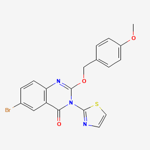 4(3H)-Quinazolinone, 6-bromo-2-((4-methoxyphenyl)methoxy)-3-(2-thiazolyl)-