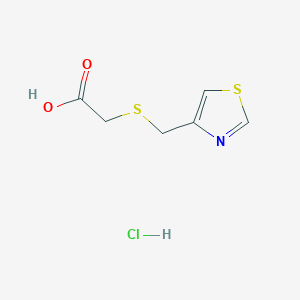 molecular formula C6H8ClNO2S2 B1378862 2-[(1,3-噻唑-4-基甲基)硫烷基]乙酸盐酸盐 CAS No. 1423034-33-6