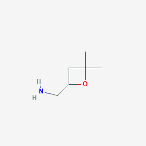 molecular formula C6H13NO B1378891 (4,4-Dimethyloxetan-2-yl)methanamine CAS No. 1408075-08-0
