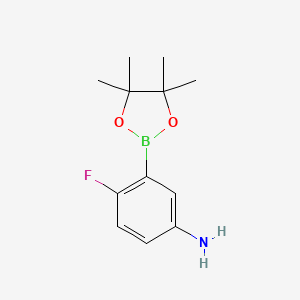 molecular formula C12H17BFNO2 B1378907 4-氟-3-(4,4,5,5-四甲基-1,3,2-二氧杂硼烷-2-基)苯胺 CAS No. 1152441-29-6